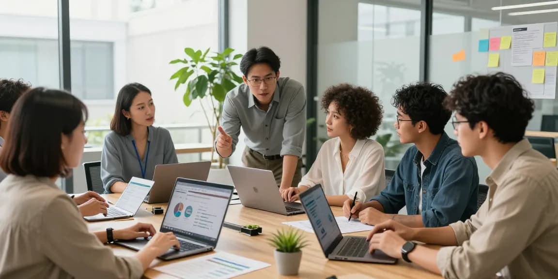 Beurteilung von respektlosem Verhalten am Arbeitsplatz bei Führungskräften in einem modernen Büro.