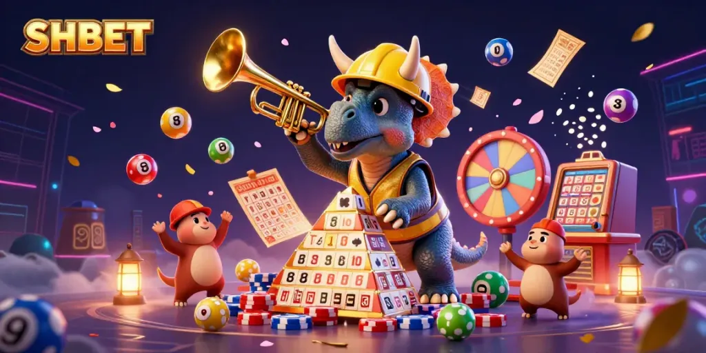Experience excitement at SHBET with a vibrant 3D casino scene highlighting fun and games.
