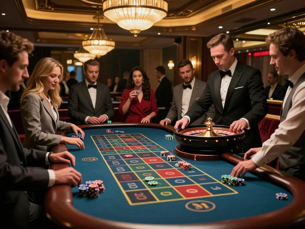 Players at 789betpa roulette table eagerly await results in a vibrant casino atmosphere
