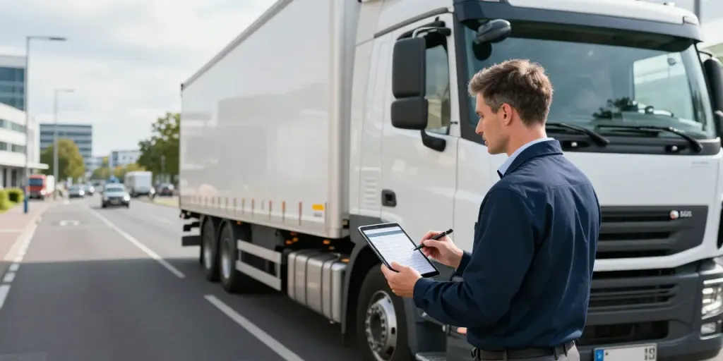 Professionelle Logistikkoordination in Düsseldorf, Spedition in Düsseldorf mit Fahrer und Ladung.