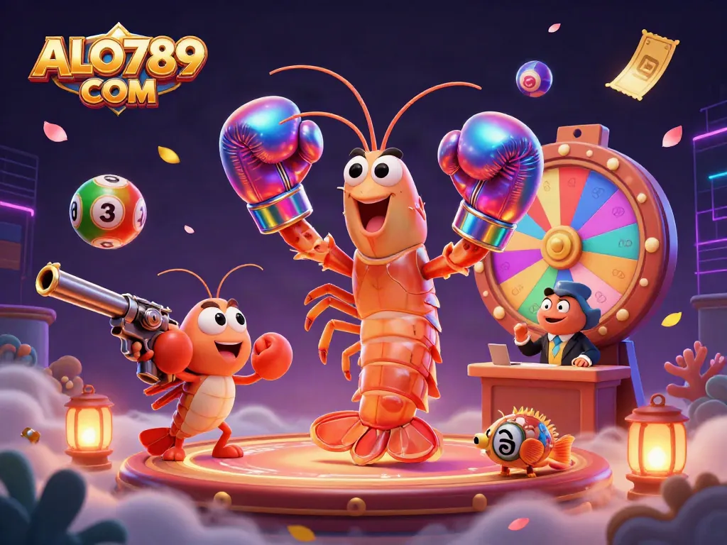 Experience thrilling gameplay at ALO789 COM with vibrant lottery elements and dynamic gaming characters.