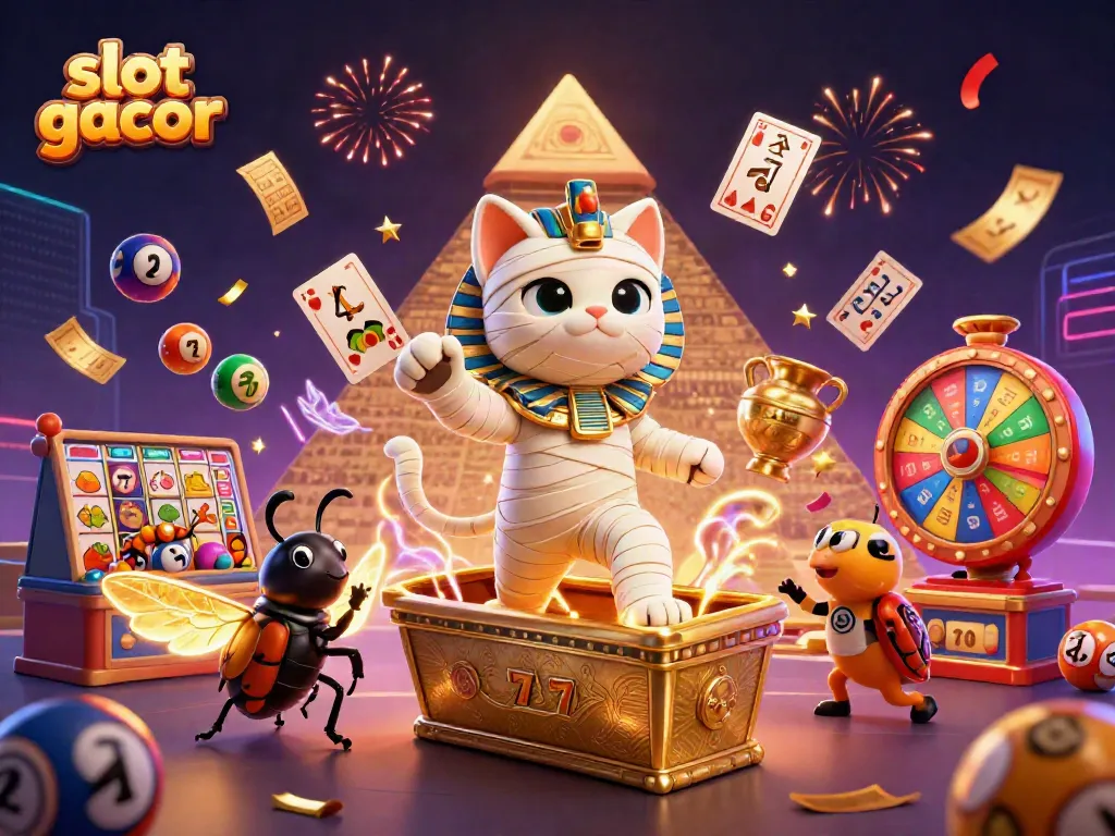 Experience thrilling wins in slot gacor with an enchanting casino scene featuring vibrant characters and game elements.