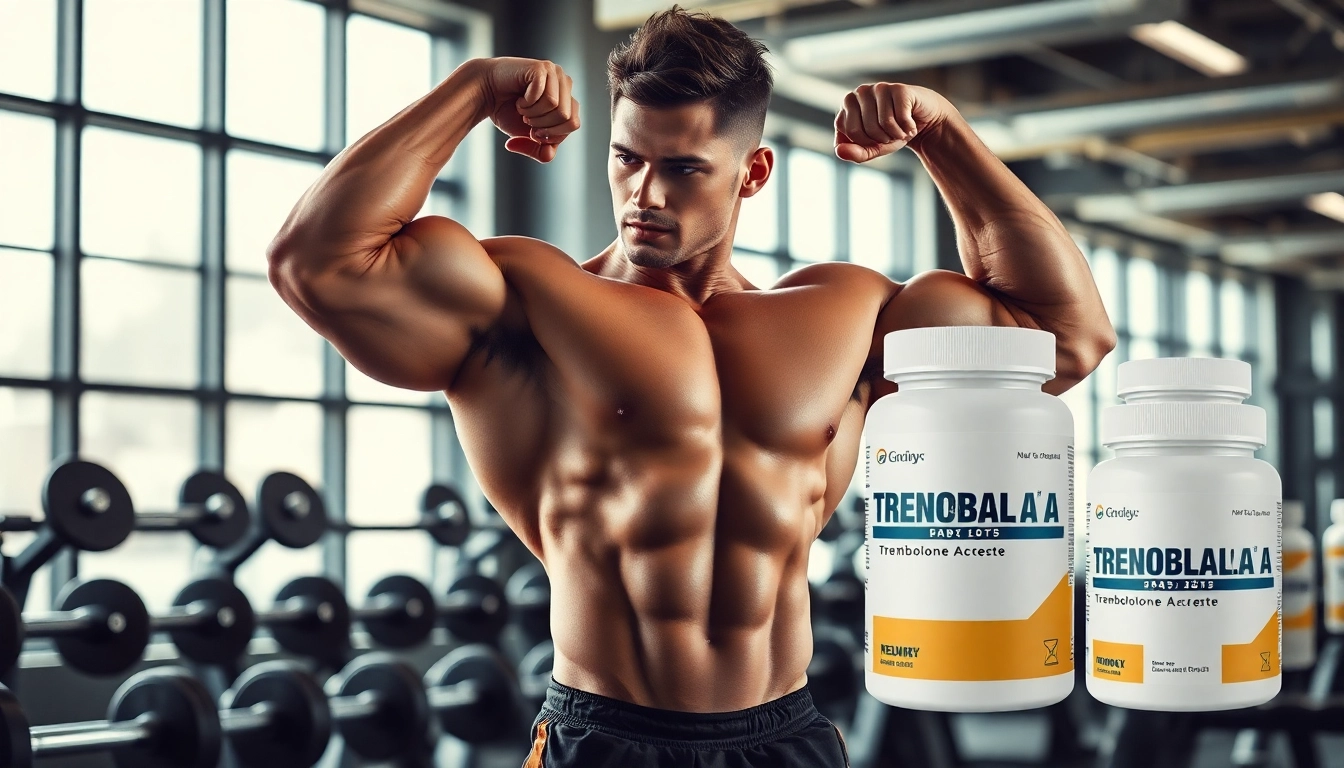 Trenobal-A Trenbolone Acetate in a fitness context showcasing muscle strength.